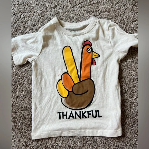 🦌⚠️3 FOR $10 SALE⚠️🦌 Kids Thankful Graphic T-Shirt - Cream - Picture 2 of 3